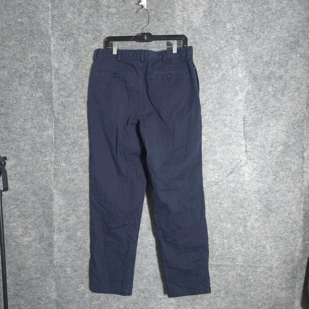 L.L. Bean Flannel Lined Chinos Men 32x32 Navy Blue Natural Fit Cotton Pants WT63